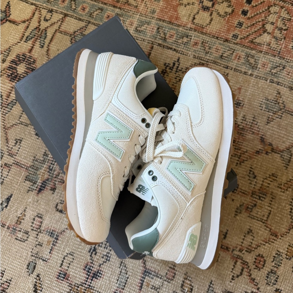 New Balance Off-White and Sage Sneakers